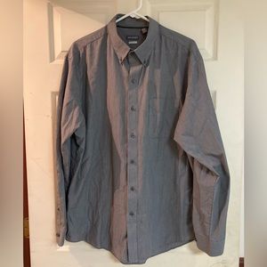 Men’s Gray & White striped Button Down Dress Shirt